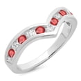 thumbnail image 1 of Dazzlingrock Collection 14K Ruby & White Diamond Wedding Stackable Band Anniversary Guard Chevron Ring, White Gold, Size 9.5, 1 of 1
