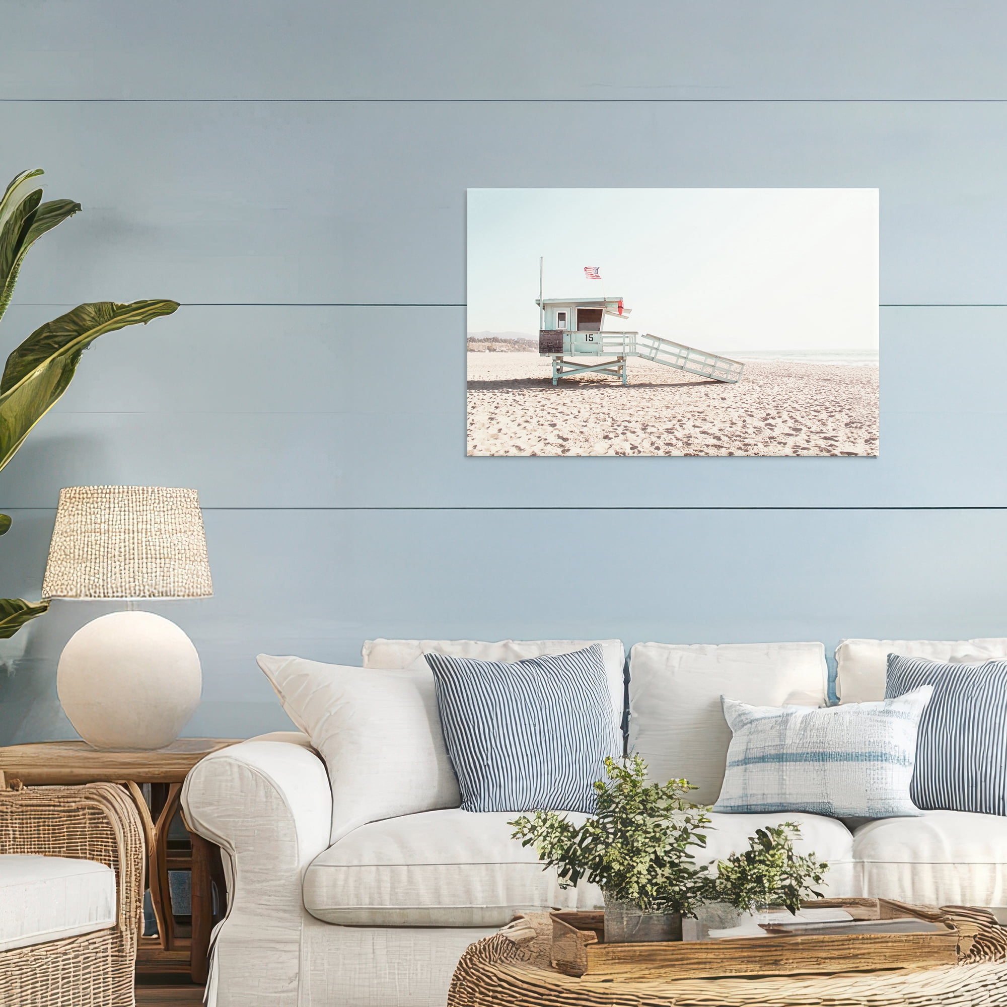Lifeguard Hut Sunny Day Canvas Wall Art, design by Sisi and Seb