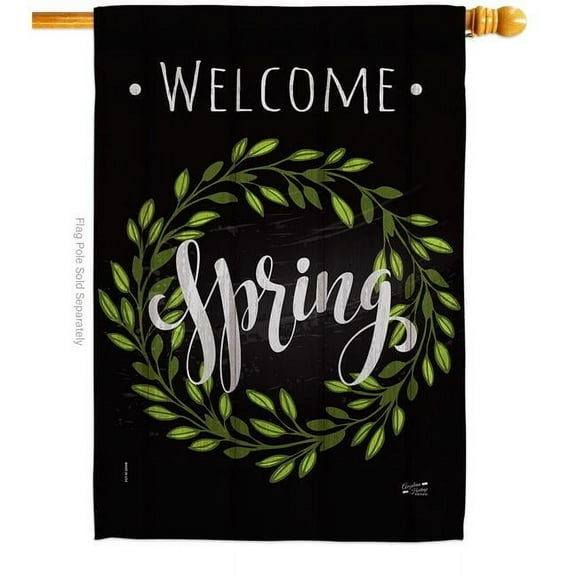 Angeleno Heritage H137438-BO Spring Wreath Floral Double-Sided Garden Decorative House Flag, Multi Color