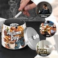 thumbnail image 4 of Yayeee Ashtray with Lid for Cigarette Smokeless Stainless Steel Home Ash Holder, Autumn Day Pattern, 4 of 7