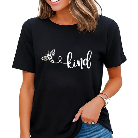 Teacher T Shirts for Women Bee Kind Cute Graphic Blessed,Sunflower T-shirt Plant These Save The Bees Tops Black 3X-Large