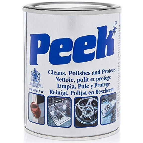 Tri Peek Peek Polish Multipurpose Metal Cleaner and Polish, Restores All Metals, Fiberglass, Aluminum, Chrome, Silverware, Glass and Acrylics, Home & Industrial Use, 1000 ml Can