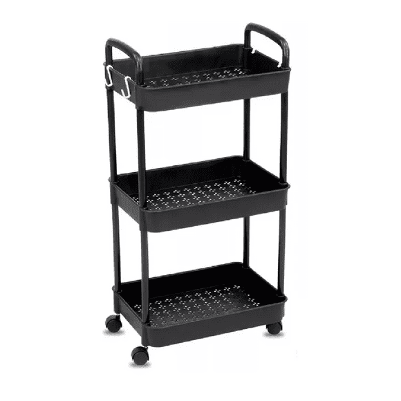 Carrito Organizador Multiusos 3 Niveles Ruedas 360 De Metal, Blanco