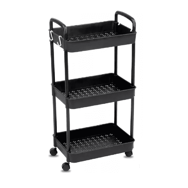 Carrito Organizador Multiusos 3 Niveles Ruedas 360 De Metal, Blanco
