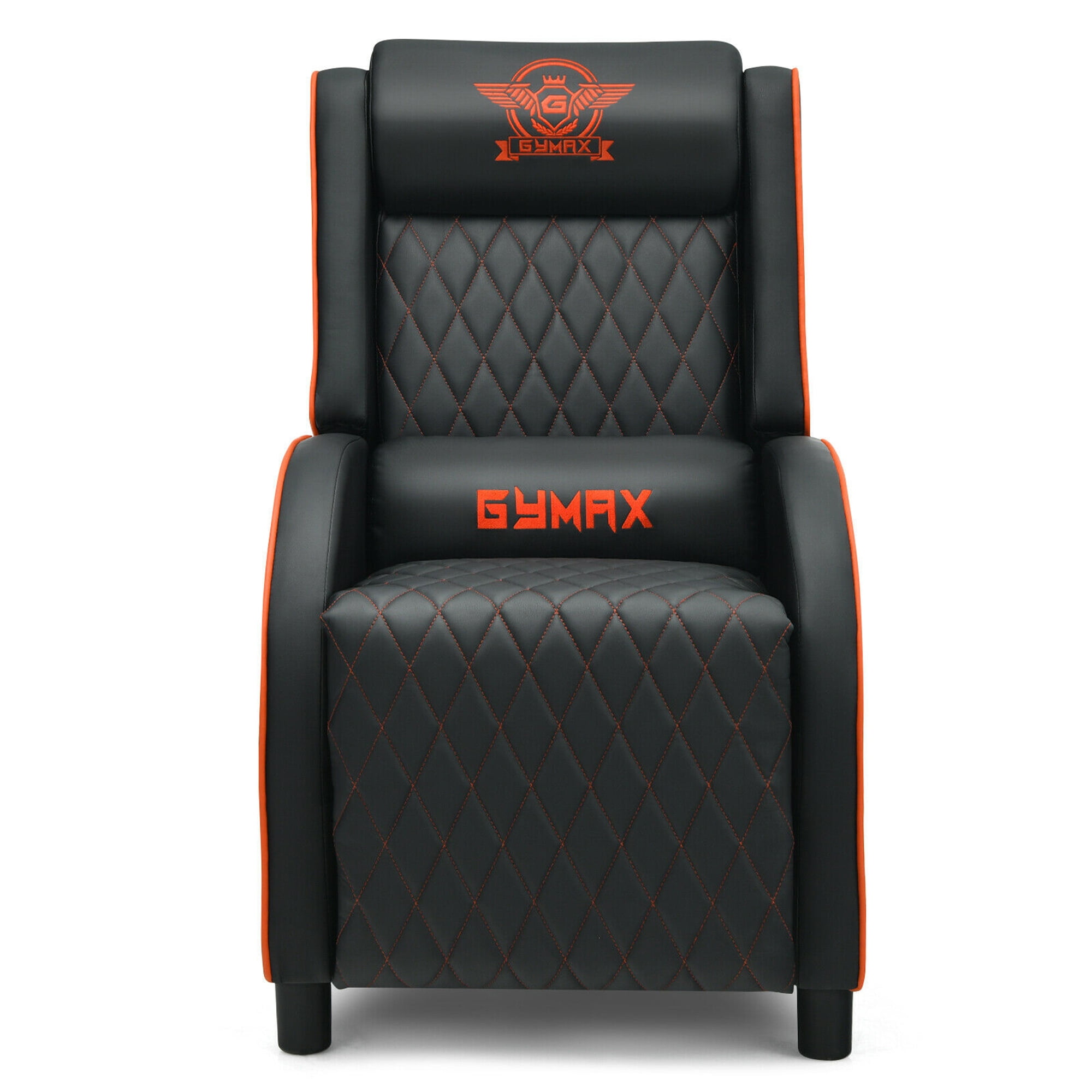 Gymax Massage Gaming Recliner Chair Leather Single Sofa Home Theater Seat Orange