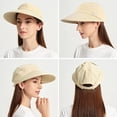 thumbnail image 6 of Ponytail Sun Hats for Women, 2 in 1 Zip-Off Uv Protection Wide Brim Beach Hat Sun Visors, 6 of 7