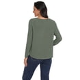 thumbnail image 4 of Asklazy Women's Ribbed Knit V-Neck Tie Front Long Sleeve Slim Fit Casual Tunic Tops,US Size,Green,L, 4 of 9