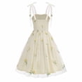 thumbnail image 3 of QUNYINEY Summer Womens Sun Dresses A Line Formal Sleeveless Floral Midi Dresses Loose Fit Flowy Square Neckline Embroidered Slip Dress, 3 of 8