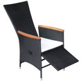 thumbnail image 3 of vidaXL Reclining Garden Chairs 2 pcs with Cushions Poly Rattan Black, 3 of 5