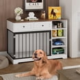 thumbnail image 2 of Huisuilinss 47" Dog Crate Furniture Wooden Heavy Duty Dog Crate With 2 Drawers And 4 Shelves Decorative Dog Indoor Kennel End Side Table TV Stand With Storage For Small Medium Large Dog, 2 of 7