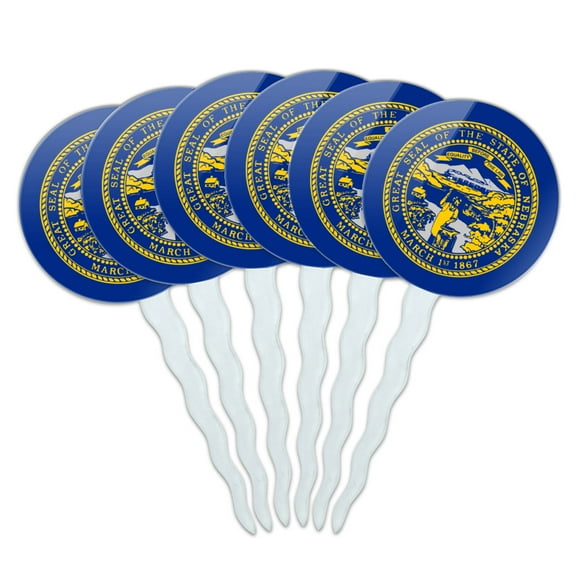 Nebraska State Flag Cupcake Picks Toppers Decoration Set of 6
