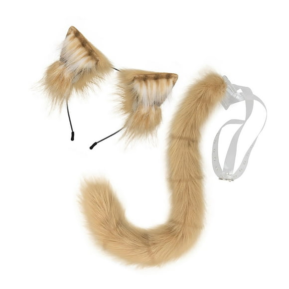 Runquan Cat Ears and Tail Cat Costume Accessories Headwear Animal Ears for Animals Theme Brown