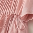 thumbnail image 6 of Kmdttou Women's Short Sleeve Loose Plain Dresses Solid Color Lace-up Organ Pleats On Both Sides Loose Casual Mid-sleeve Linen Dress, 6 of 6