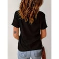 thumbnail image 2 of Camiseta de manga corta con cuello redondo y estampado de letras, top informal de primavera y verano para mujer, camiseta deportiva de ocio., 2 of 6