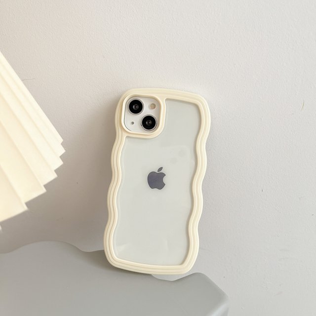 Funda de onda rizada transparente bonita a la moda para iPhone 11 12 13 14 Pro Max 7 8 Plus X XR XS funda de parachoques a prueba de golpes Capa estética Tan Jianjun unisex