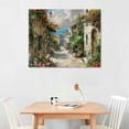 thumbnail image 2 of Creowell Italy Town Painting Tuscany Wall Art Streets of Mediterranean Towns Canvas Prints Landscape Picture Framed Ready to Hang Farmhouse Decor 16x12in, 2 of 6