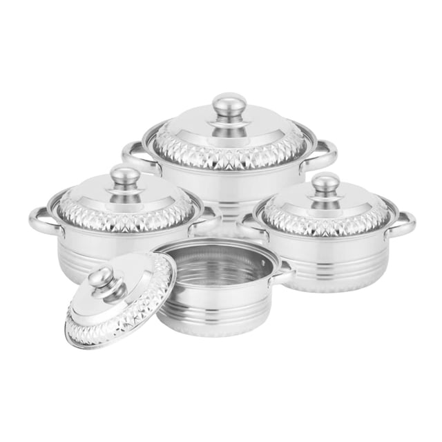 4 ollas de acero inoxidable con tapa para cocinar salsas multiusos. Estilo A