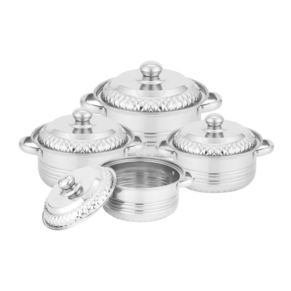 4x Cacerola para salsa Cacerola para salsa Diseño compacto anidado Multiusos Mango ergonómico Espacio Estilo A