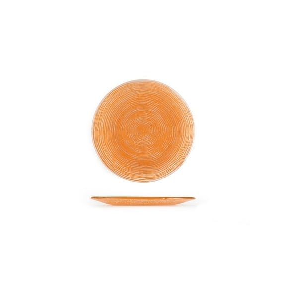Turgla Fusion Glass Dinnerware dia.7.75" Round Orange Glass Plate, Set of 12 (04-396-20ORG)