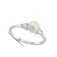 thumbnail image 4 of Clear CZ Simulated Pearl Engagement Ring .925 Sterling Silver Band White Jewelry Female Size 5, 4 of 4