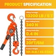 thumbnail image 5 of 6T/20ft Lever Chain Hoist, Long Stroke Hoist, High Torque Leverage & Anti-Corrosion Chain System, for Maintenance Workshops, Shipyards, Docks, 5 of 8