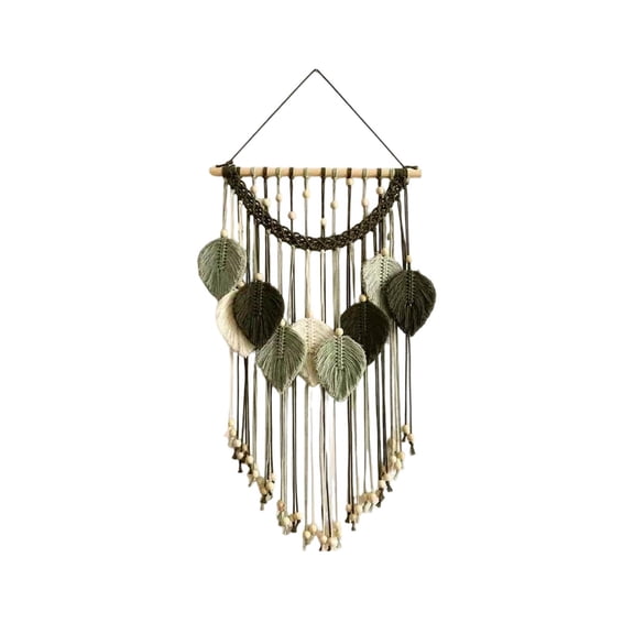LEHOZIHEQ Wall Hanging Tapestry, Boho Sage Green Leaf Wall Decor, Large Wall Tapestry, Handmade Soft Woven, Earthy Bedroom Dorm Living Room Apartment Home Decor