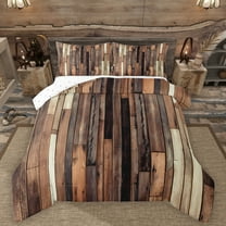 Manfei Old Wooden Strip Queen Comforter Set,Rustic Farmhouse Bedding Sets,Brown Beige Bedding Comforter Set For Teens,Ultra Soft Home Decor Reversible,3 Pieces