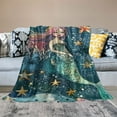 thumbnail image 2 of PRATYUS Dark Blue Mermaid Blanket Throw Gifts for Girls Kids Mermaid Sisters Flower Pattern Blankets Super Soft Old Girl Gift Ideas Age Mermaid Toys Sofa Couch 60x80in, 2 of 6