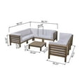thumbnail image 5 of GDF Studio Cascada Outdoor Acacia Wood 8 Seater Sectional Sofa Set, White, 5 of 9