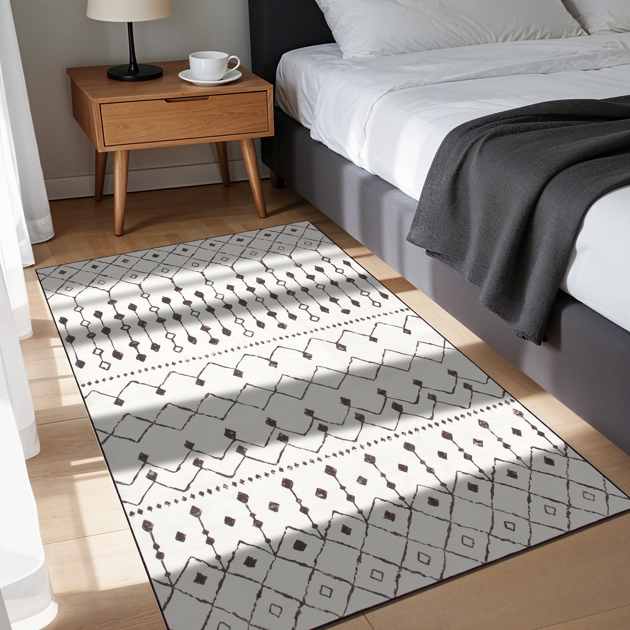 SONORO KATE 3'×5' Washable Area Rug for Living Room, Moroccan Non-Slip Soft Carpet for Bedroom Dining Room Office, Beige