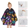 thumbnail image 6 of Black Butterfly Colorful Wings Pattern Blanket Hoodies for Kids 6-13YR Oversize Wearable Blanket Hoodies for Boys Girls Teens, 6 of 7