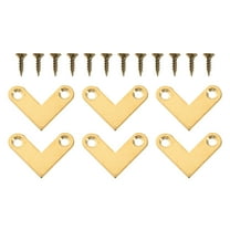 Ferencaa 6pcs Bracket Corner Corner Bracket 90 Degree Right Angle Bracket Brass Brackets for Wood Furniture Cabinet Chair Shelves with 12pcs Screws