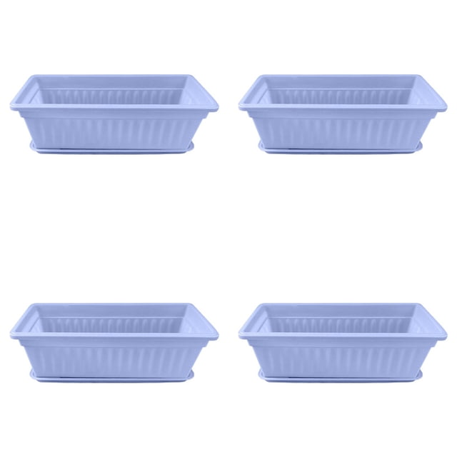 17 Inch Window Box Planter with Drainage Holes & Tray - Plastic Flower Planter Box for Indoor/Outdoor Use - Rectangle Vegetable Planters for Windowsill, Patio, Porch, Balcony Garden Decor