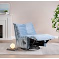 thumbnail image 2 of Velvet Lazy Chair, 360° Swivel Accent Lounge with Ottoman and Side Pocket, Leisure Upholstered Sofa Chair Reading Chair for Living Room Bedroom Home, Lake Blue, 2 of 9