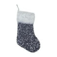 thumbnail image 2 of Holloyiver 17.4 Inch Large Sequins Christmas Stockings Present Bag with Plush White Rims, Hanging Candy Bag Socks Christmas Tree Ornaments, Gift Bag Snacks Home Decorations (Gray), 2 of 6