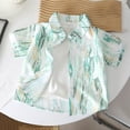 thumbnail image 2 of BXSRUTA Boys Floral Print Short Sleeve Button Down Shirt Casual Summer Beach Top for Toddler Kids, 2 of 6