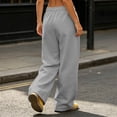 thumbnail image 4 of Pantalones Deportivos Casuales de Pierna Ancha para Mujer con Cordón, Cintura Elástica, Ligeros, Color Sólido, Forro Polar Suave, Cálidos, Sueltos, Pantalones Casuales con Bolsillos, XXL, 4 of 7