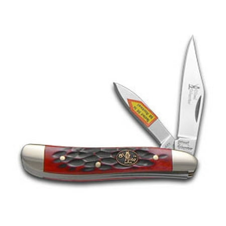 Jig Bone Pocket Knife - STEEL WARRIOR Jigged Dark Red Bone Peanut Stainless Pocket Knife Knives