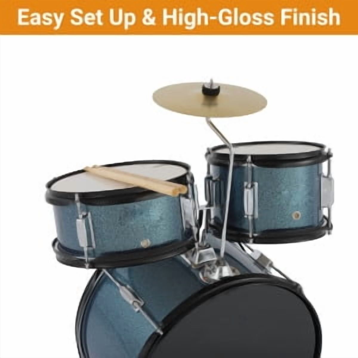 Huisuilinss 5-Piece Junior Drums Set,Beginners Drum Kit with Throne Stool, Pedal & Drumsticks, Kids Drums Musical Instruments W/Cymbal, Hi-Hat, Floor, Tom