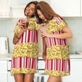 thumbnail image 4 of Fotbe Popcorn Bata de Dormir para Mujer con Estampado, Camisón de Algodón de Manga Corta, Ropa de Dormir Casual, 4 of 6