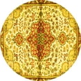 thumbnail image 1 of Ahgly Company Machine Washable Indoor Round Persian Yellow Traditional Area Rugs, 8' Round, 1 of 4