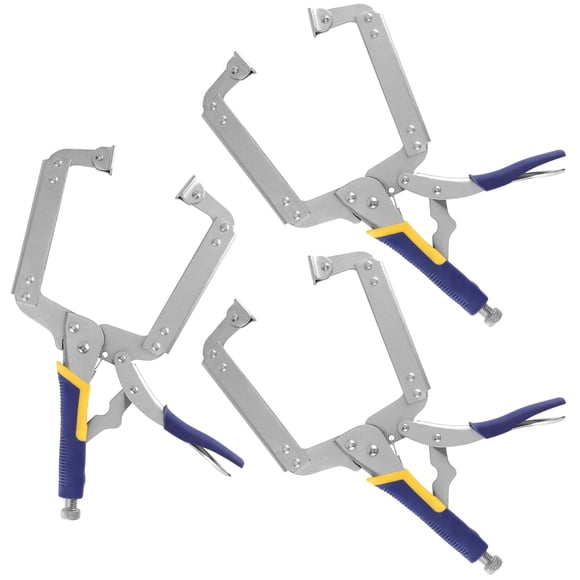 HOZEON 3 PCS 14 Inch C Clamp Locking Pliers, Heavy Duty Welding C Clamp Pliers with Swivel Pads, Vise Grip Locking Pliers Face Clamps for W