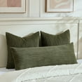 thumbnail image 2 of Fancy Homi 2 Pcs Olive Green Decorative Throw Pillow Cover 18x18 Inch for Couch Bed Chair, Aesthetic Rustic Boho Home Decor, Soft Fuzzy Sided Thick Corduroy and velvet Cute Textured Cushion Case 45cm, 2 of 8