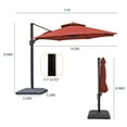 thumbnail image 3 of CozyHom 11 Ft Offset Hanging Outdoor Market Patio Umbrella, Cantilever Umbrella With Base, Big Heavy Duty Base Outside Umbrella, 4" Thick Aluminum Pole, Red, 3 of 20