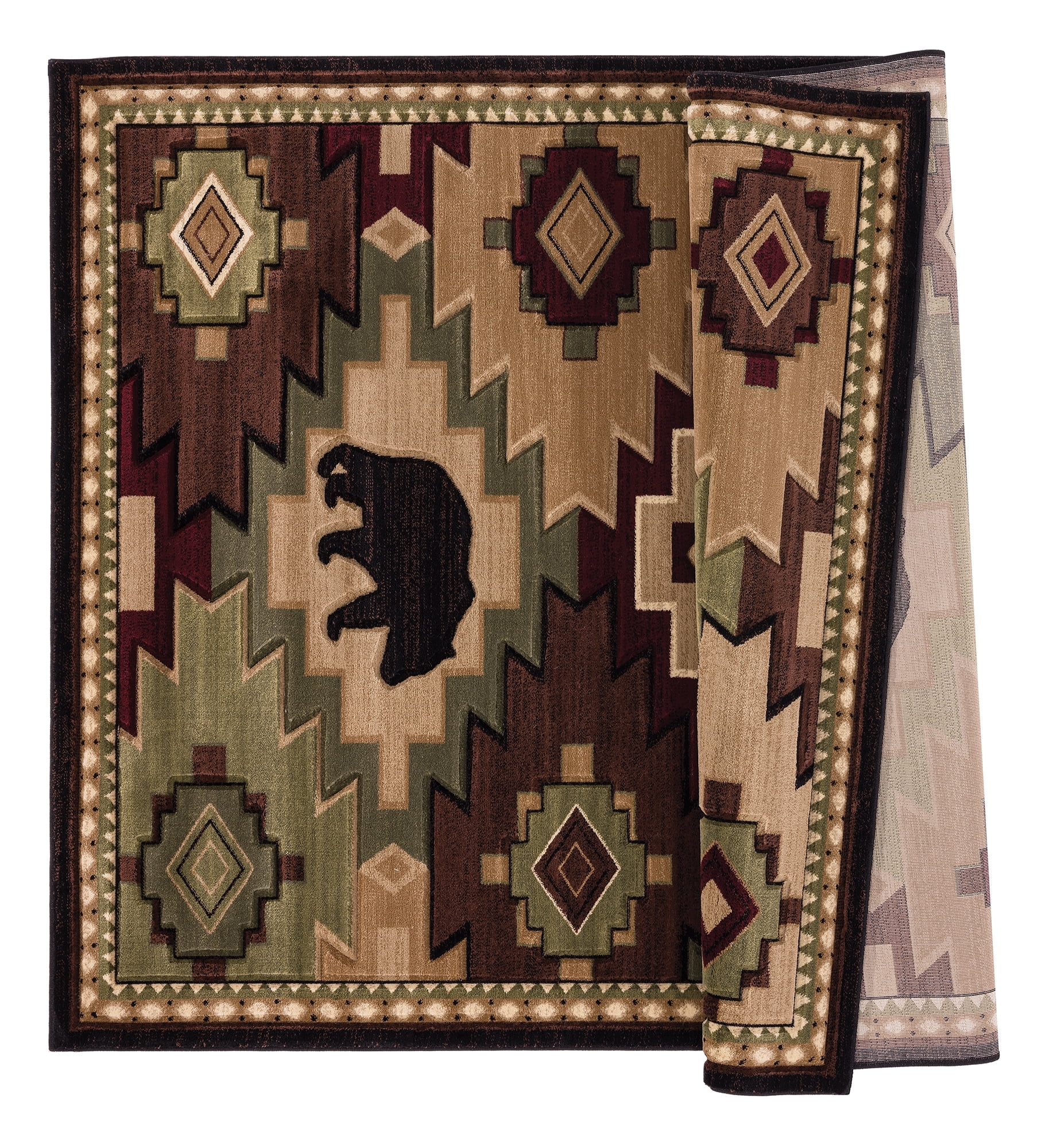 United Weavers Rustic Forest Aztec Diamond Multi Hand-Carved Area Rug or Runner