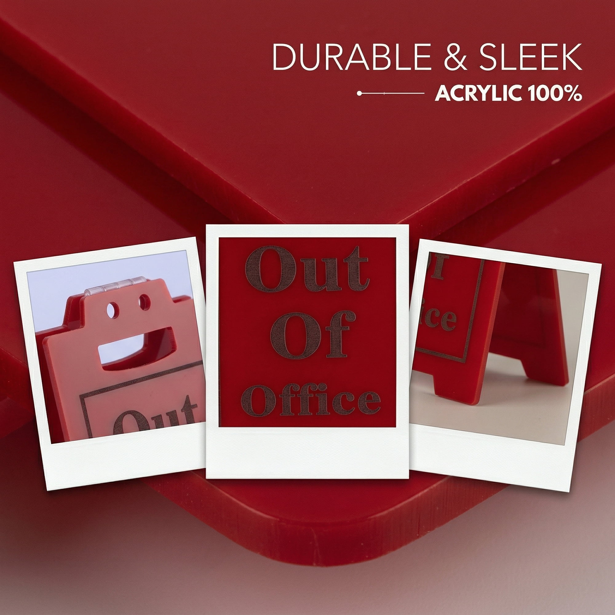 Unique Bargains Extra Stable Acrylic Desk Sign Gift Keepsake Block Red Style E 5.0in