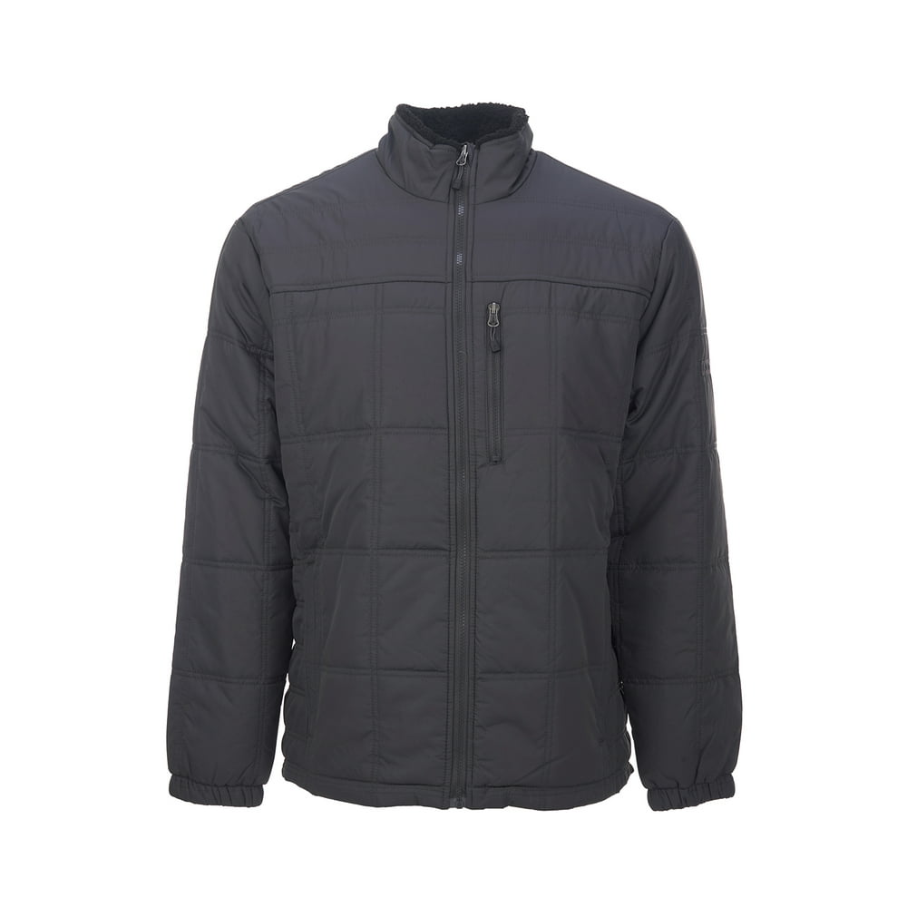 Avalanche Men's Outdoors Quilted Sherpa Fleece Lined Mock Neck Zip Up