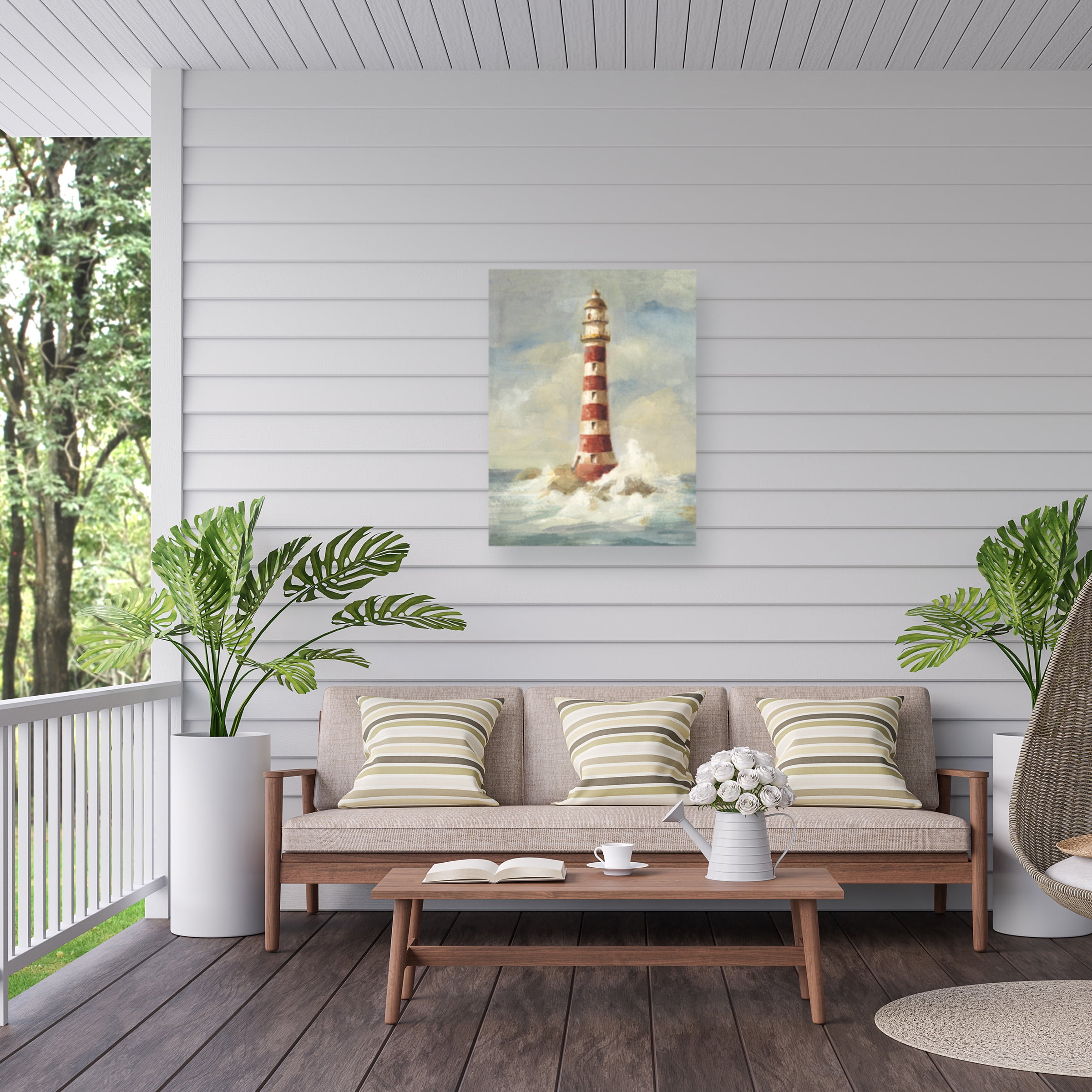 Danhui Nai 'Lighthouse II' Outdoor Canvas 32x16