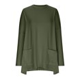 thumbnail image 3 of Plebaso Chemises à Poches pour Femmes Manches Longues Tunique Décontractée Col Rond Hauts Unis Amples Blouses Printemps Été, 3 of 6