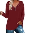 thumbnail image 1 of ameIAEA Womens Hoodie Sweatshirt Long Sleeve Drawstring Pullover Tops Solid Color Zipper Shirts, 1 of 5